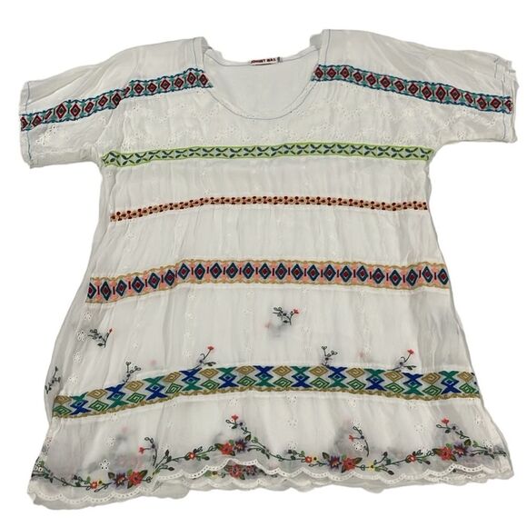Johnny Was Embroidered Flora‎ Boho Blouse Top Shirt - Women’s Size XS (runs big) - Picture 1 of 6